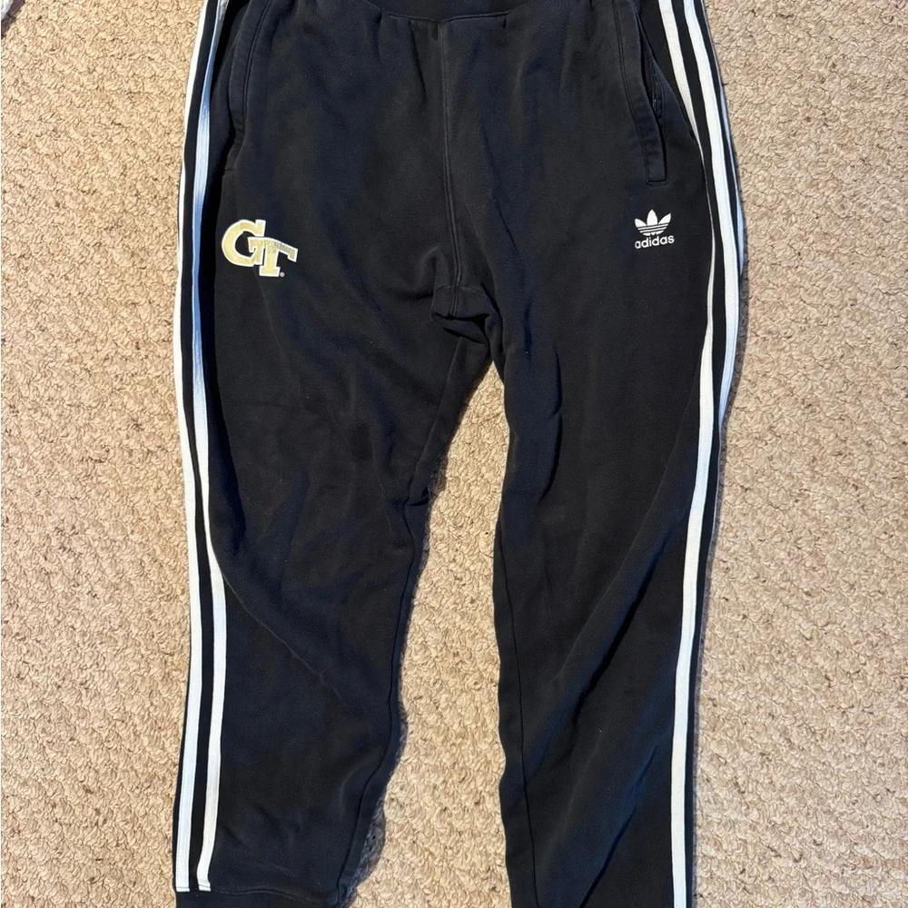 adidas Black Joggers with White Side Stripes and GT Patch